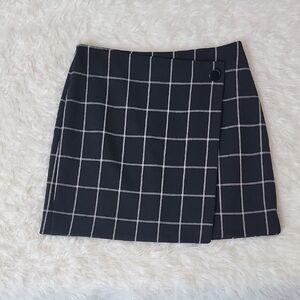 LOFT Checkered Mini Skirt Black White Size 6